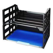 Officemate High Rise Desk Tray, 2 Sections, Letter Size Files, 13.25" x 9" x 10.25", Black, 2/Pack