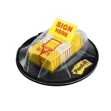 Post-it Flags, 1 in. x 1.7 in., 1 Dispenser, 200 Flags/Dispenser, Yellow, Printed "Sign Here", Desk Grip Dispenser, Back to School Supplies