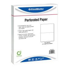 PrintWorks Professional Pre-Perforated Paper, 1 Ream, White, Letter (8 1/2" x 11"), 20 Lb, 5-1/2, Ream Of 500 Sheets