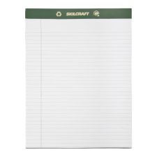 SKILCRAFT 80% Recycled Chlorine-Free Writing Pads, Letter Size, 8 1/2" x 11", 25 Sheets, Pack Of 12 (AbilityOne 7530-01-516-9627)