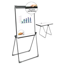 Universal Foldable Double-Sided Dry Erase Easel, 37.39" x 31.88", White Surface, Black Plastic Frame