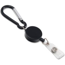 Advantus Metal Badge Reel/Carabiner Set - Nylon, Metal - Black - 5 / Pack