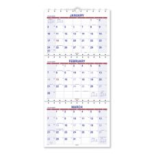 AT-A-GLANCE Move-A-Page Three-Month Wall Calendar, 12 x 27, White/Red/Blue Sheets, 15-Month: Dec 2025 to Feb 2027