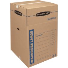 Bankers Box SmoothMove Wardrobe Boxes, 40 1/4" x 24 3/8" x 24 3/8", Kraft, Case Of 3