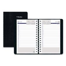 Blueline DuraGlobe Daily Planner, 30-Minute Appointments, 8 x 5, Black Soft Cover, 12-Month (Jan to Dec): 2026