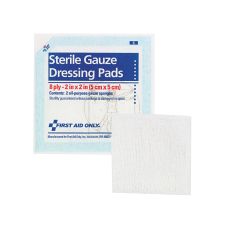 First Aid Only Sterile Gauze Dressing Pads - 8 Ply - 2" Width x 2" Length - White - 10 / Pack