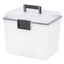 Iris Weathertight Mobile Storage File Box, 11 1/2" x 13 3/4" x 10 7/16", Clear