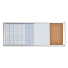MasterVision Magnetic Calendar Combo Board, Monthly Planning/Scheduling, 48" x 18", White Surface, Satin Aluminum Frame