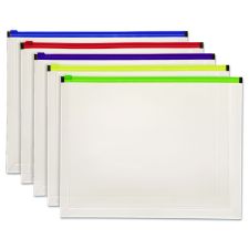 Pendaflex Poly Zip Envelope, Zipper Closure, 10 x 13, Assorted Colors, 5/Pack