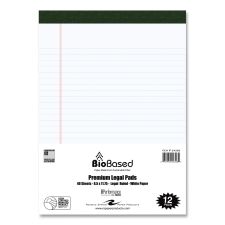 Roaring Spring USDA Certified Bio-Preferred Legal Pad, Wide/Legal Rule, 40 White 8.5 x 11.75 Sheets, 12/Pack