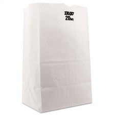 Ross & Wallace Paper Products Grocery Paper Bags, 20# Squat Size, 40# Basis Weight, 8.13" x 5.88" x 12.5", White, 500/Bundle