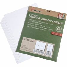 SKILCRAFT 100% Recycled Inkjet/Laser Shipping Labels, Rectangle, 3 1/3" x 4", White, Pack Of 25 (AbilityOne 7530-01-578-9295)