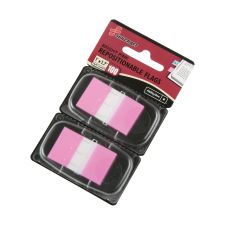 SKILCRAFT 70% Recycled Self-Stick Marker Flags,1" x 1 3/4", Bright Pink, 50 Flags Per Pad, Pack Of 2 (AbilityOne 7510-01-399-1153)