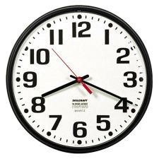 SKILCRAFT Shatterproof Crystal Dial Cover Clock, 12" Diameter, Black Frame (AbilityOne 6645-01-389-7944)