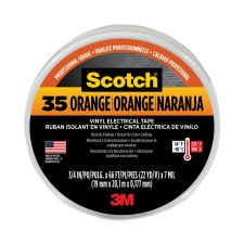 3M Scotch 35 Vinyl Electrical Color Coding Tape, 3" Core, 0.75" x 66 ft, Orange