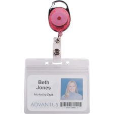 Advantus Neon Carabiner ID Reels - 2.4" Width x 2.2" Depth - Nylon, ABS Plastic - Neon Orange, Neon Yellow, Neon Green, Neon Pink - 20 / Pack