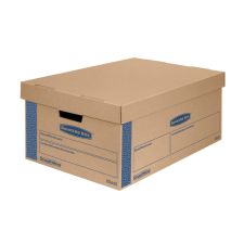 Bankers Box SmoothMove Prime Lift-Off Lid Moving Boxes, Large, 24" x 15" x 10", Kraft/Blue, Pack Of 8