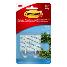 Command Medium Plastic Hooks, 2 Command Hooks, 4 Command Strips, Damage Free Hanging of Dorm Room Decorations, Clear