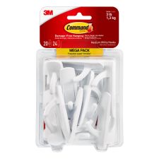 Command Medium Utility Hooks, 20 Hooks, 24 White Adhesive Strips, Damage Free Hanging Picture Hangers, No Tools Wall Hanging Strips For Living Spaces