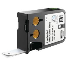 DYMO XTL Laminated Wire/Cable Wrap, DYM1868705, 53/64"W x 1 17/32"L, Rectangle, Thermal Transfer, White, Vinyl, Cartridge Of 150