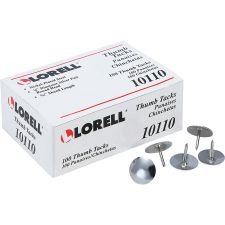 Lorell 5/16" Steel Thumb Tacks, Silver, Pack of 100