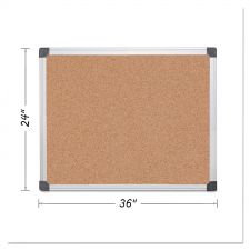 MasterVision Value Cork Bulletin Board with Aluminum Frame, 24" x 36", Tan Surface, Satin Aluminum Frame