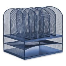 Safco Onyx Desk Organizer with Two Horizontal and Six Upright Sections, Letter Size Files, 13.25 x 11.5 x 13, Blue