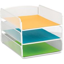Safco Onyx Letter Tray, 3 Compartment(s), 3 Tier(s), 8"H x 9.25"W x 11.75"D, Desktop, White, Steel, 1 / Box