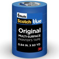 ScotchBlue Original Multi-Surface Painter's Tape, 6 Tape Rolls, 0.94 in x 60 yd, 3" Core, Blue - 209024EVP