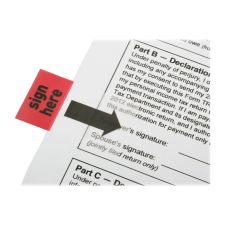 SKILCRAFT Self-Stick Flags, Rectangular, "Sign Here", 1" x 1 3/4", Red, Pack Of 100 (AbilityOne 7510-01-389-2262)