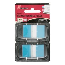 SKILCRAFT Self-Stick Rectangular Flags, 1" x 1 3/4", Blue, 50 Flags Per Dispenser, Pack Of 2 (AbilityOne 7510-01-621-1307)