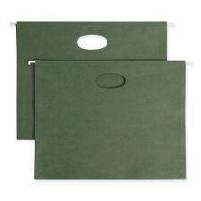 Smead 100% Recycled Hanging Pockets with Full-Height Gusset, 1 Section, 3.5" Capacity, Letter Size, Standard Green, 10/Box