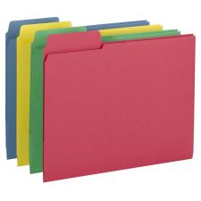 Smead 3-in-1 SuperTab Section Folders, 8 1/2" x 11", Letter Size, Assorted Colors, Pack Of 12