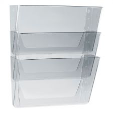 Storex Wall File, 3 Sections, Letter Size, 13" x 4" x 14", Clear, 3/Set