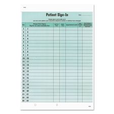 Tabbies Patient Sign-In Label Forms, Two-Part Carbon, 8.5 x 11.63, Green Sheets, 125 Forms Total
