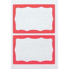 Advantus Color Border Adhesive Name Badges, AVT97189, 2 5/8" x 3 3/4", Rectangle,White/Red, Box Of 100