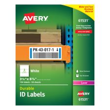 Avery Permanent Durable ID Labels With TrueBlock, 61531, Rectangle, 3-1/4" x 8-3/8", White, Pack Of 150