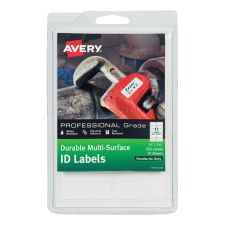 Avery Permanent Durable Multi-Surface ID Labels, 61521, 3/4" x 1 3/4", White, Pack Of 120
