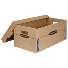 Bankers Box SmoothMove Prime Lift-Off Lid Moving Boxes, Small, 24" x 12" x 10", Kraft/Blue, Pack Of 8