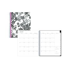 Blue Sky Analeis Monthly Planner, Floral Artwork, 10 x 8, White/Black/Coral Cover, 12-Month (Jan to Dec): 2026