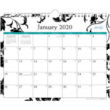 Blue Sky Analeis Wall Calendar, Floral Artwork, 11 x 8.75, White/Black/Coral Sheets, 12-Month (Jan to Dec): 2026