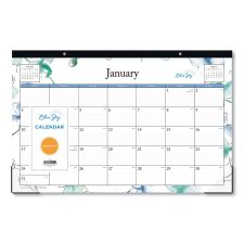 Blue Sky Lindley Desk Pad, Floral Artwork, 17 x 11, White/Blue/Green Sheets, Black Binding, Clear Corners, 12-Month (Jan to Dec): 2026