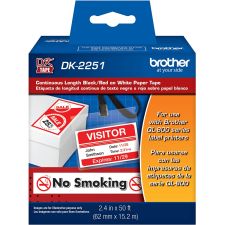 Brother DK-2251 Continuous-Length Tape, 2.4" x 50', Black/Red/White