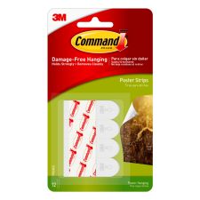 Command Poster Strips, 12 White Adhesive Strips, Damage Free Hanging Picture Hangers, No Tools Wall Hanging Strips For Living Spaces