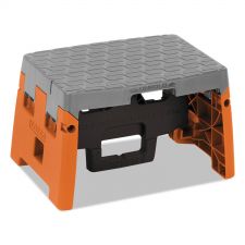 Cosco Folding Step Stool, 1-Step, 300 lb Capacity, 8.5" Working Height, Orange/Gray