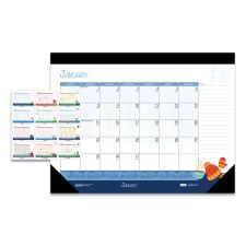 House of Doolittle Recycled Desk Pad Calendar, Illustrated Seasons Artwork, 22 x 17, Black Binding/Corners,12-Month (Jan to Dec): 2026
