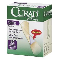 Medline Sheer Adhesive Bandages, 3/4" x 3", Pack Of 80