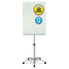 Quartet Infinity Glass Mobile Presentation Easel, 36" x 24", White Surface, Black/Gray Metal/Plastic Frame