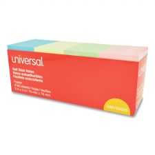 Universal Self-Stick Note Pad Cabinet Pack, 3" x 3", Assorted Pastel Colors, 90 Sheets/Pad, 24 Pads/Pack