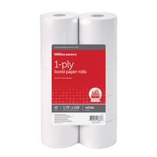 1-Ply Bond Paper Rolls, 1-3/4" x 128', White, Pack Of 10